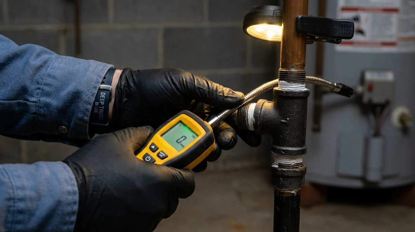 Gas leak detection with electronic sniffer by Johns Plumbing LLC in Union